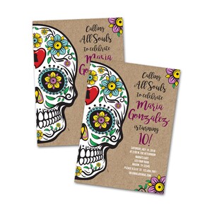 Sugar Skull Birthday Invitation Sugar Skull Invitations Kraft Skull ...