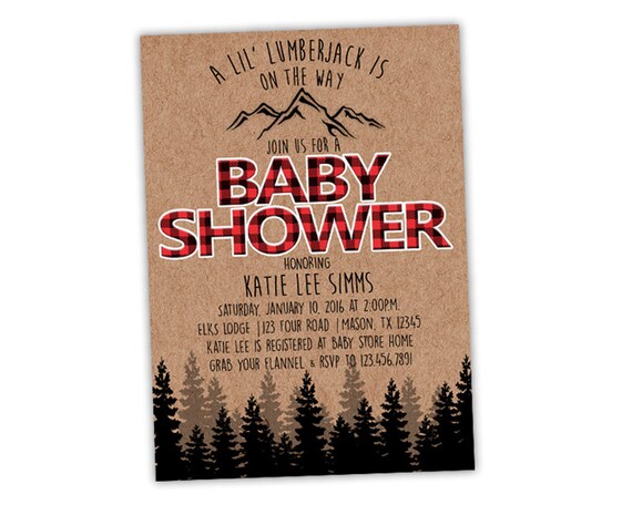 flannel baby shower invitations