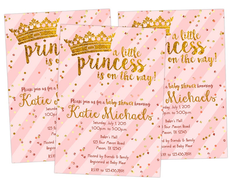 Princess Baby Shower Invitations Pink And Gold Princess Baby Etsy Princess Baby Shower Invitations Pink And Gold Princess Baby Etsy