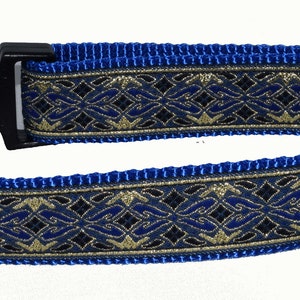 Dog Collar, Celtic Metallic Large X Large Blue/Gold