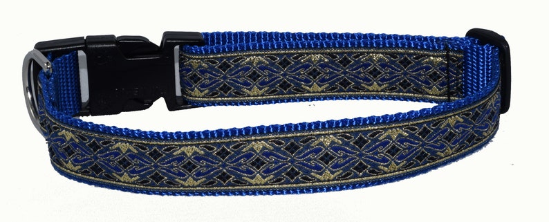 Dog Collar, Celtic Metallic Large X Large Blue/Gold