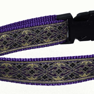 Dog Collar, Celtic Metallic Large X Large Purple/Gold