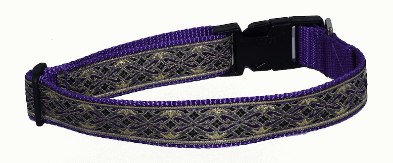Dog Collar, Celtic Metallic Large X Large Purple/Gold