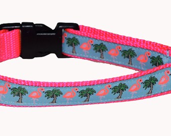 Dog Collar, Flamingos (Medium - X Large)