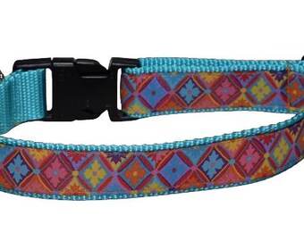 Dog Collar, Diamond Turquoise (Sizes: Medium to X Large)