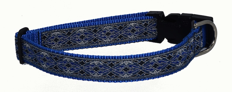 Dog Collar, Celtic Metallic Large X Large Blue/Silver