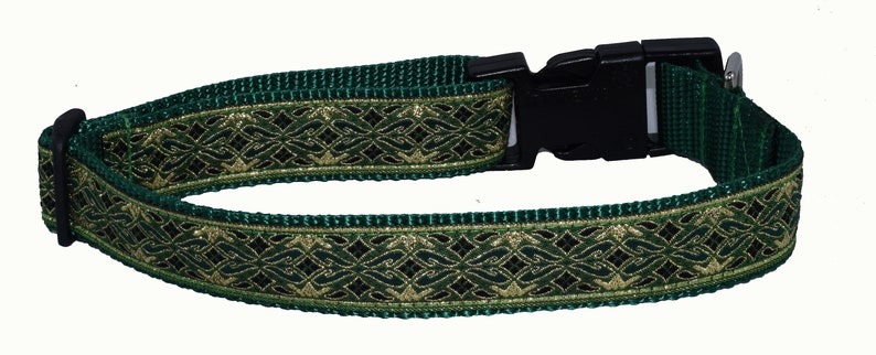 Dog Collar, Celtic Metallic Large X Large Green/Gold