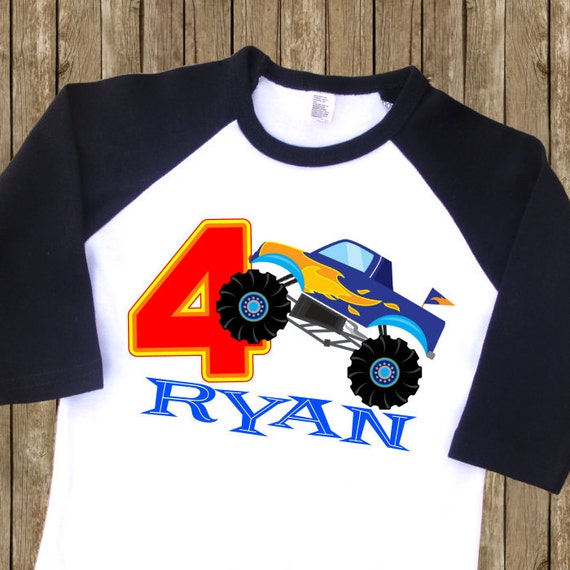 Blaze And The Monster Truck Birthday Shirt Boys Raglan Shirt Availab Bella Fashion Kidz