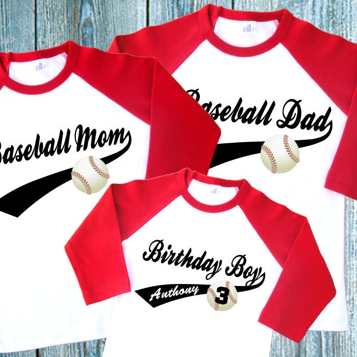 Baseball Birthday Family Shirts. Set of 3 Personalized Raglan Etsy