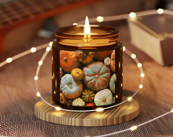 Sojakerze mit Herbstduft (verschiedene Größen, bernsteinfarbenes Glas)
