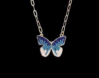 Butterfly Paperclip Necklace in 14K Vermeil