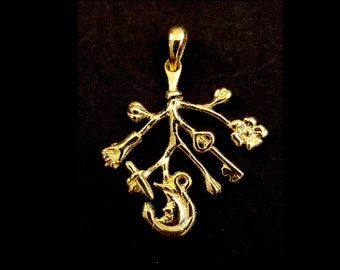 Italian Cimaruta Vermiel double-sided -18K Gold over Sterling silver