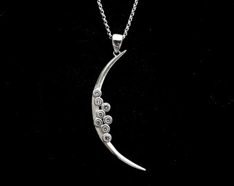 White Sapphire Sterling Silver Moon Necklace