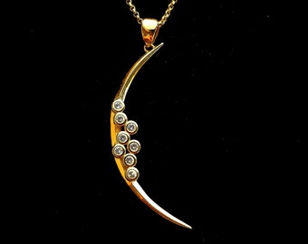 White Sapphire Moon Necklace Sterling Vermeil