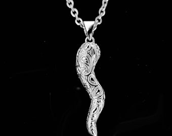 Italian Horn Cornicello necklace in Solid .925 Sterling Silver