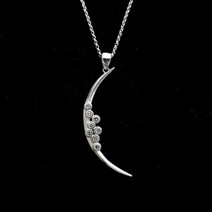 White Sapphire Sterling Silver Moon Necklace