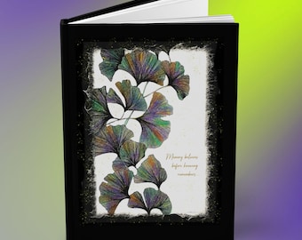 Aquarell-Notizbuch mit Ginkgoblatt-Motiv | Gebundenes Notizbuch mit matter Oberfläche