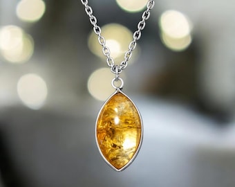 Citrine and Sterling Silver pendant necklace