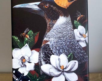 TITLE: Harmony in Bloom (magpie) 20x30cm Canvas Print