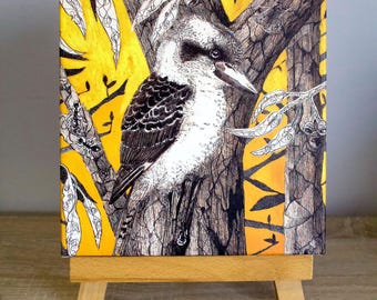 TITLE: The Waiting Game (Kookaburra) 20cm x 20cm canvas print