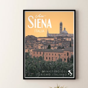 Siena Italy Vintage Style Travel Poster, Siena Italia Travel Print