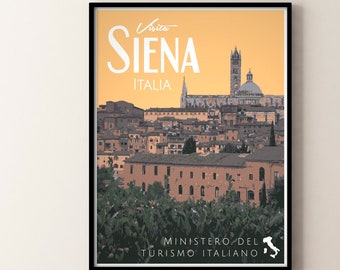 Siena Italien Vintage Style Travel Poster, Siena Italia Travel Print