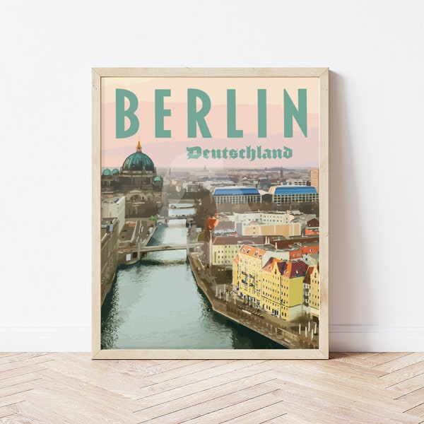 Berlin Travel Poster, Berlin Art, Berlin Poster, Berlin Print, Berlin Map, Vintage Travel Poster