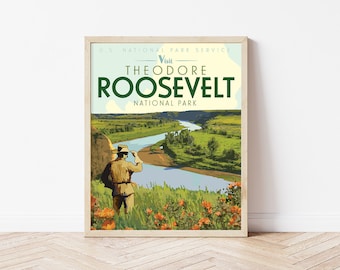 Theodore Roosevelt National Park Vintage Travel Poster