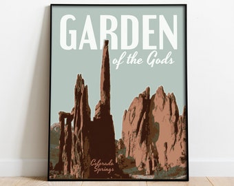 20x30 1950s Colorado Garden of the Gods Vintage Style Travel Poster