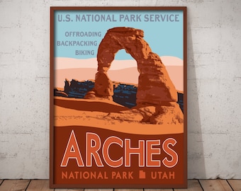 Arches National Park Travel Poster, Utah National Park Travel Print, Arches National Park Print, Vintage Travel Poster, National Park Poster