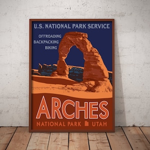 Arches National Park Travel Poster, Utah National Park Travel Print, Arches National Park Print, Vintage Travel Poster, National Park Poster
