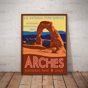 Arches National Park Travel Poster, Utah National Park Travel Print, Arches National Park Print, Vintage Travel Poster, National Park Poster