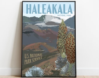 Affiche de voyage vintage du parc national de Haleakala