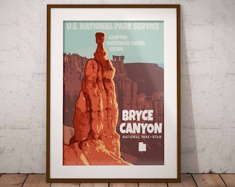 Bryce Canyon National Park Utah Vintage Style Travel Poster