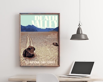 Death Valley National Park Vintage Stil Reiseposter, Segeln Felsen Druck