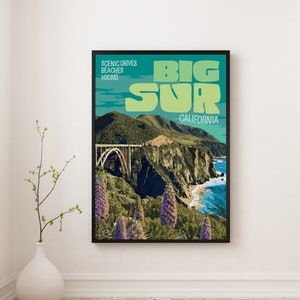 Big Sur California Poster, Big Sur National Forest Poster, California Poster, Big Sur Travel Poster. Big Sur Art, Vintage Reisposter
