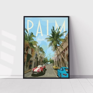 Palm Beach Florida Vintage Style Travel Poster, Palm Beach Florida Print