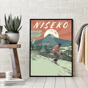 Niseko Japan Skiing Vintage Style Travel Poster, Niseko Ski Print
