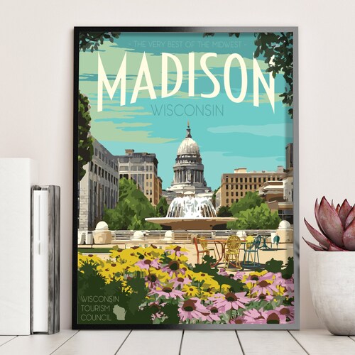 Retro Style Travel Poster Wisconsin Vintage Rustic Poster Etsy