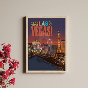 Las Vegas Nevada Vintage Style Plakat Podróżniczy, Viva Last Vegas Wydruk
