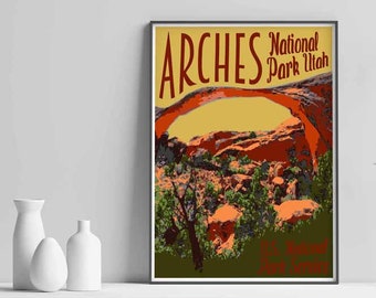 Arches National Park Reiseplakat, Landschafts Arch Plakat, Arches Nationalpark Druck, Vintage Nationalpark Plakat, Nationalpark Plakat