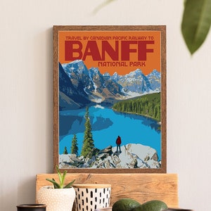 Banff National Park Print, Banff Canada National Park Poster, Banff Vintage Style Travel Art