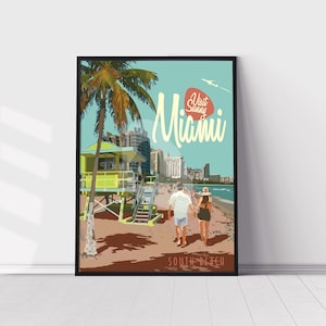 Miami South Beach Florida Vintage Style Travel Poster