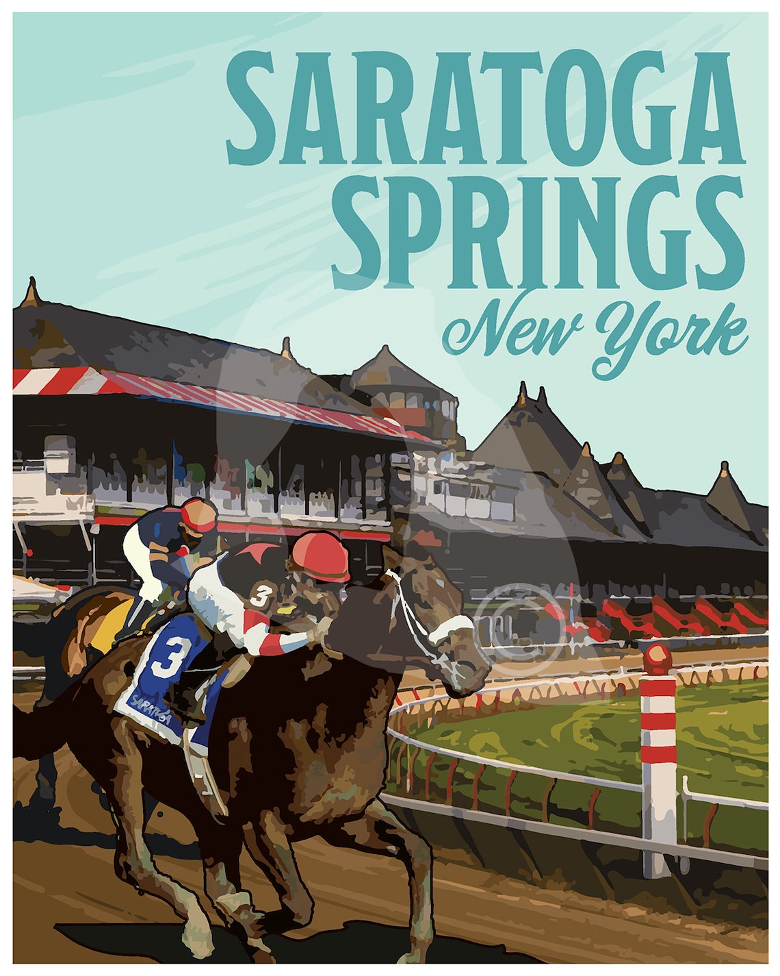 Saratoga Horse Race Course Poster Saratoga Spring New York Etsy