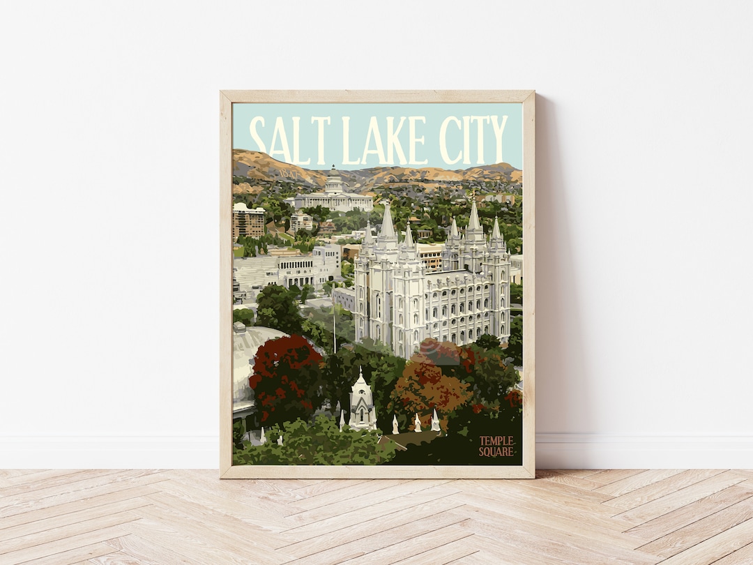 Salt Lake City Utah Vintage Style Travel Poster, Salt Lake City Utah