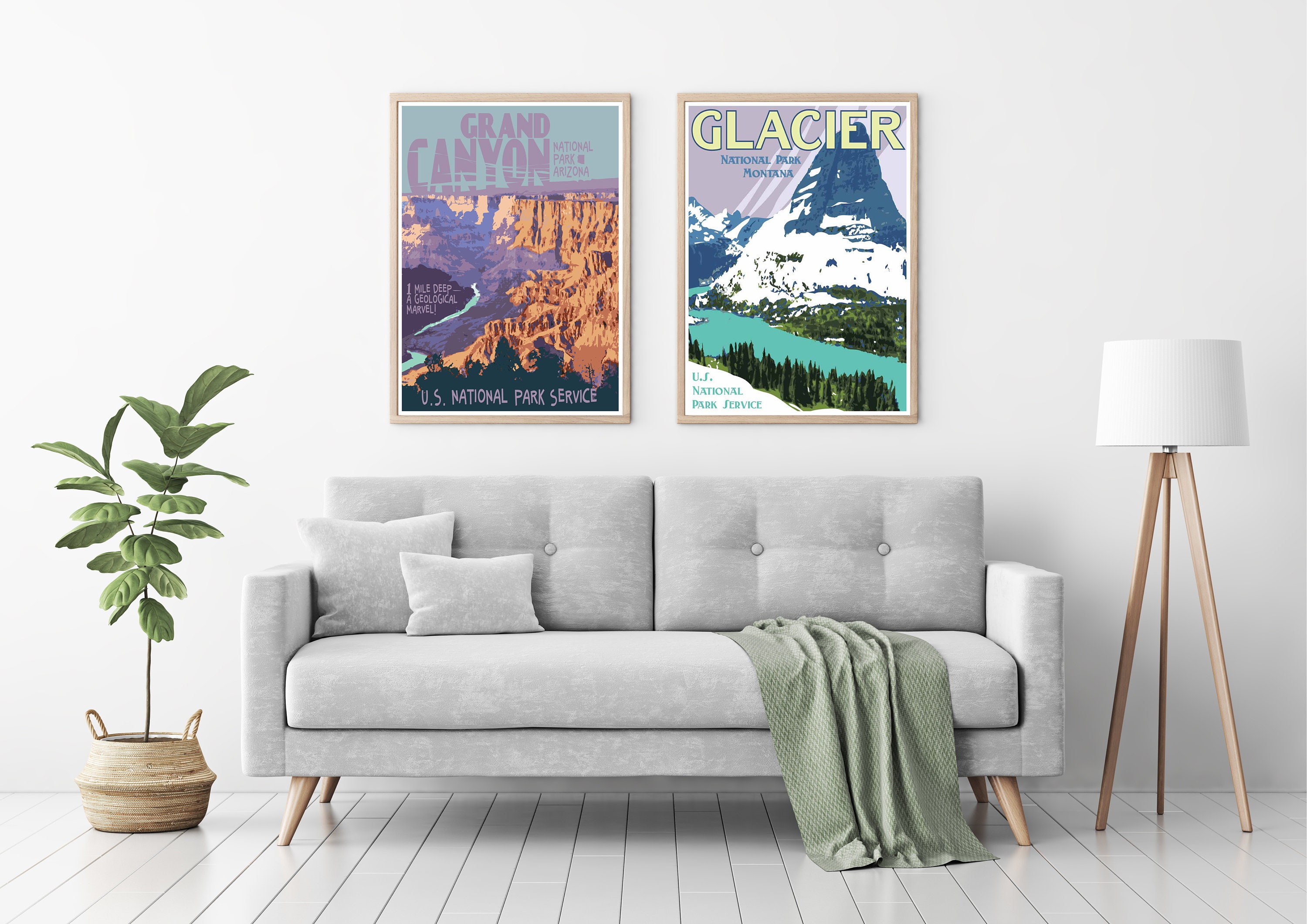 Glacier National Park Vintage Travel Poster, Montana Print - Etsy