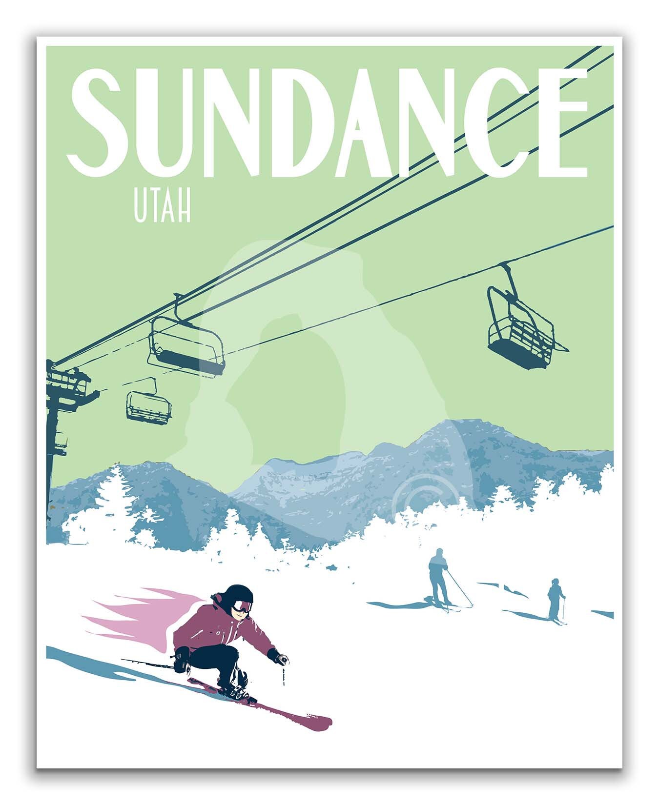 Sundance Utah Skiing Vintage Style 