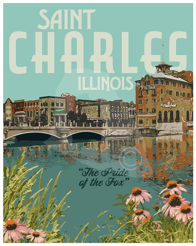 Saint Charles Illinois Travel Poster St. Charles Illinois Etsy