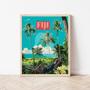 Fiji Beach Vintage Style Travel Poster