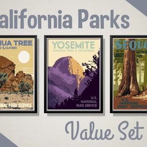 California National Park Travel Posters, Joshua Tree National Park Print, Yosemite National Park Print, Sequoia National Park Print